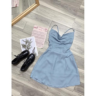 váy phi xoè cổ đổ hở lưng