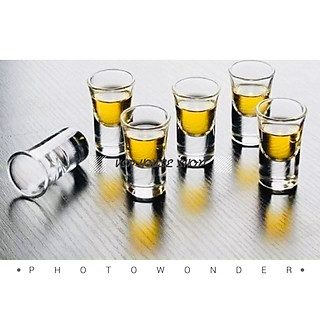 Ly rượu 35ml đế dày, Ly uống rượu galss wine đế dày, set 6 ly
