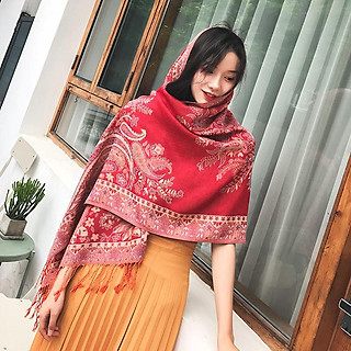 KHĂN CHOÀNG CỔ PASHMINA THỔ CẦM HOA HỒNG 04