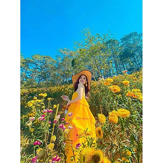 ĐẦM DỰ TIỆC VOAN CÁT 2 LỚP MAXI DU LỊCH BIỂN DÂY HỒNG XÒE TẦNG