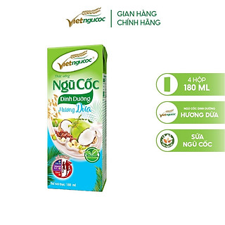 Combo 2 Lốc Sữa Ngũ Cốc Dinh Dưỡng VIỆT NGŨ CỐC Hương Dừa Thơm Béo Uống Liền 180ml/Hộp