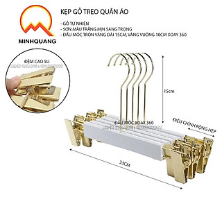 kẹp treo quần áo, chân vay màu trắng đầu kẹp vàng, đầu móc xoay 360