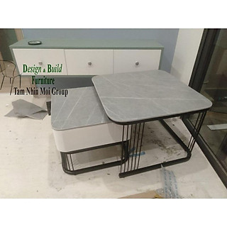 Bàn sofa, bàn trà hộc mặt đá chống thấm, chống trầy, chân sắt TNM2705
