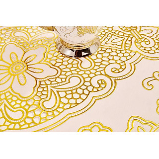 Khăn trải bàn ren họa tiết Hoàng Gia rập nổi sang trọng