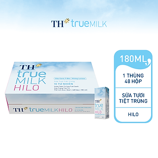 Thùng 48 hộp sữa tươi tiệt trùng TH True Milk HILO 180ml (180ml x 48)