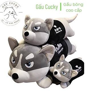 Gấu Bông Chó Husky 1m2 Thú Bông Siêu To Khổng Lồ Lông Nhung Mềm Mịn Co Dãn 4 Chiều Size 1m-1m2