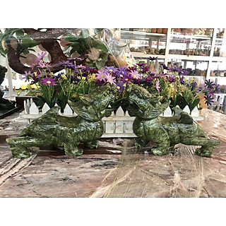 Cặp Tỳ Hưu phong thủy đá ngọc serpentine - Dài 20 cm