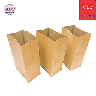 100 CHIẾC TÚI GIẤY KRAFT V13: 13.5x8x22 KHÔNG QUAI ( ẢNH THẬT)