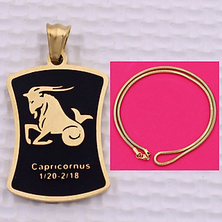 Mặt dây chuyền cung Ma Kết - Capricorn inox vàng kèm dây chuyền inox rắn vàng, Cung hoàng đạo