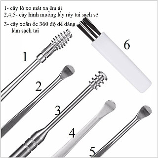 Bộ 5 Dụng Cụ Lấy Ráy Tai iNox (Hộp Nhựa)
