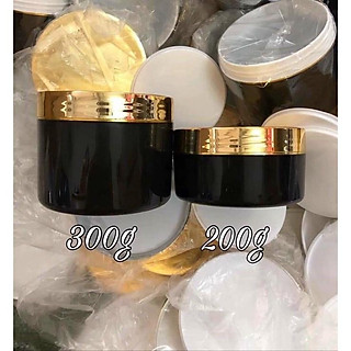 hủ 200g màu đen nắp xi vàng