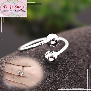 Nhẫn inox thời trang 2 bi giá rẻ