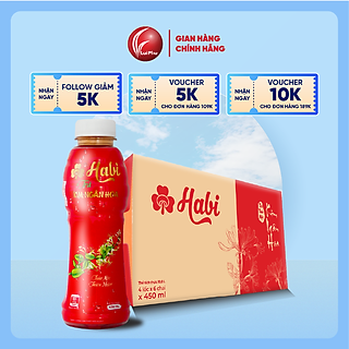 Trà Thảo Mộc Kim Ngân Hoa Habi Chai 450ml - Thùng 24 Chai