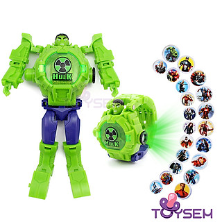 Đồng hồ biến hình siêu nhân chiếu tường xem được ngày giờ, Đồng hồ nhân vật hoạt hình người nhện, người sắt, Quà tặng sinh nhật cho bé