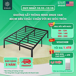 Giường Sắt Thông Minh Zinus Van 40Cm Siêu Chắc Chắn Với Góc Bo Tròn - Metal Platform Bed Frame with Steel Slat Support