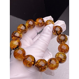 Vòng tay hổ phách hoa tự nhiên size lớn 17li.