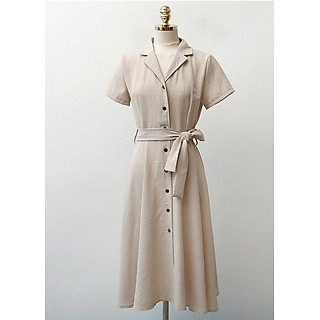 Đầm Sơ Mi Đính Cúc Thắt Eo Eco