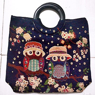 Túi thổ cẩm quai gỗ 7000