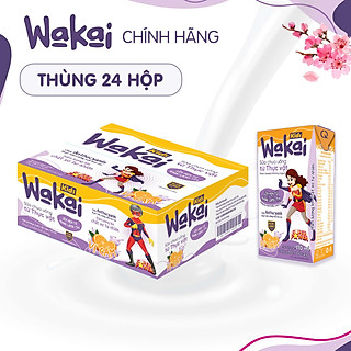 Thùng 24 Hộp Sữa Chua Uống Cho Bé Từ Thực Vật Wakai Kids Cam (110ml x 24hộp) [DATE T5.2024]