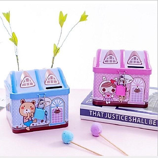 KÉT SẮT ĐỰNG TIỀN TIẾT KIỆM HÌNH NGÔI NHÀ KÈM Ổ KHÓA MINI