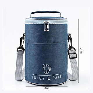 Túi Giữ Nhiệt Hình Trụ Kích Thước Lớn Chống Nước Đựng Hộp Cơm, Đồ Cho Bé, Văn Phòng