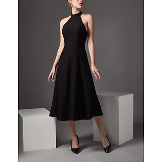 ĐẦM DỰ TIỆC ĐEN CỔ TRÒN SANG TRỌNG