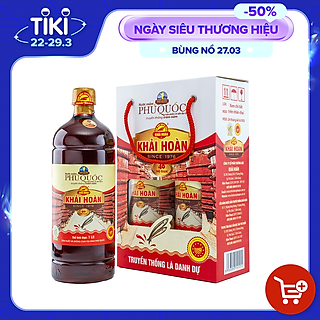 Đặc Sản Phú Quốc - Hộp 2 Chai Nhựa Nước Mắm Phú Quốc Khải Hoàn 40 Độ Đạm (1L/ Chai) - Ocop 5 Sao