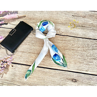 Khăn Lụa Buộc Tóc Sang Trọng Vẽ Tay 3D Lan Ý SenSilk, Khăn Quàng Cổ Đa Năng