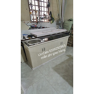 Tủ bếp mini nhựa đài ốp mặt gạch sẵn bồn rửa