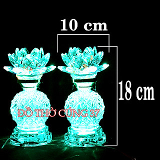 CẶP ĐÈN THỜ LED  PHA LÊ  [ TỰ ĐỘNG ĐỔI MÀU ]