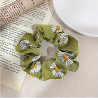 Dây Buộc Tóc Vải Lụa Hoa Cúc Scrunchies