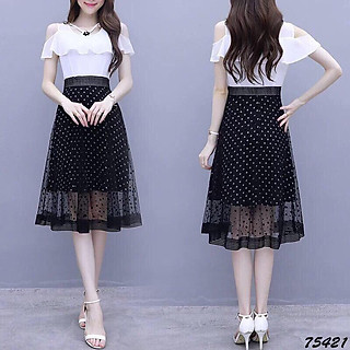 Đầm xòe tay con rớt vai siu xinh cho các nàng