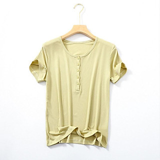 Phụ Nữ Modal Nhiệt Đồ Lót Áo Nữ Tay Ngắn Cổ Tròn Áo Thun Mùa Hè Chắc Chắn L-XXL Lớn Kích Thước Áo Rời Áo Sơ Mi - XL