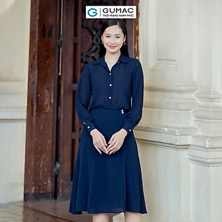 Set lẻ Áo sơ mi đô kiểu GUMAC AD08074 - Chân váy phối nút eo GUMAC VD08075