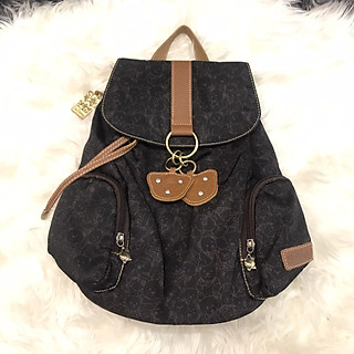 Balo Gấu thời trang , tuổi teen, nữ 4 ngăn 2 móc gấu in chìm hình gấu đen siêu xinh - DD152M2059 (34x16x36cm)