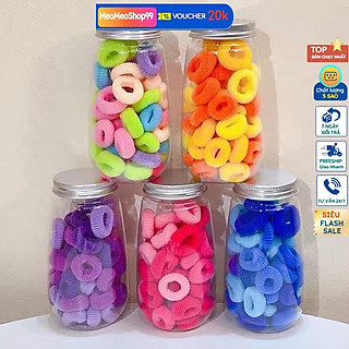 Sét 100 dây buộc tóc , hộp dây buộc tóc , chun buộc tóc