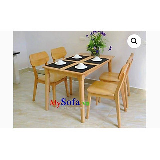 Bàn ghế ăn gỗ cao su (bàn 120cm chân tròn +4 ghế mango)