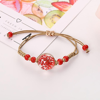 Vòng tay hoa khô màu đỏ - sậm màu