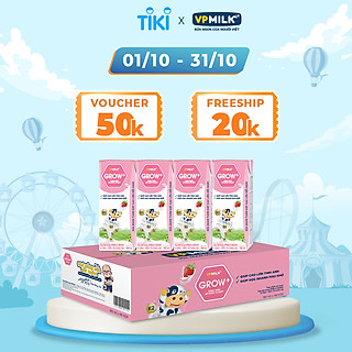 Sữa Tiệt Trùng Có Đường VPMilk Grow+ Vị Dâu Hộp 180ml (Thùng 48 Hộp)
