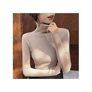 Áo len nữ cổ lọ chất liệu len tăm