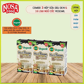 Combo 3 Sữa Hạt Vegemil Đậu Đen 16 Loại Ngũ Cốc 190ml