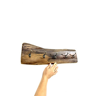 Móc Treo Quần Áo Gắn Tường, Kệ Gỗ Treo Túi Xách, Quần Áo Móc Đồng Gỗ Tự Nhiên Nguyên Khối