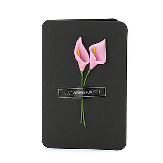 Thiệp hoa nền đen - Postcard, hoa thật ép khô