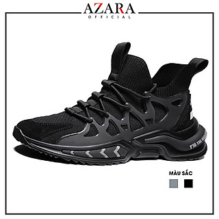 Giày Thể Thao Nam AZARA- Sneaker Màu Xám - Đen, Giày Thể Thao Cao Cổ, Thoải Mái - G5165