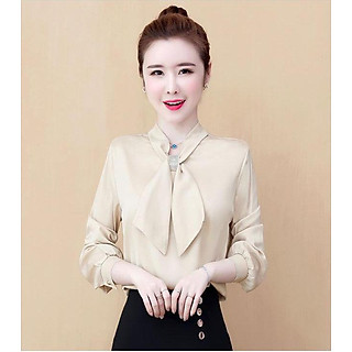 Áo sơ mi phi lụa cột nơ cục sang NT6362NT