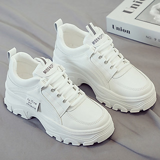 Giày thể thao nữ GEMI - giày ullzzang màu trắng đế bánh mì độc đáo, trẻ trung - M7060