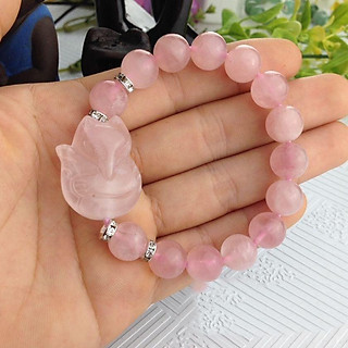 Vòng Tay Hồ Ly Đá Thạch Anh Hồng Size Hạt 10 Ly