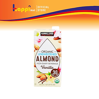 Sữa hạt hạnh nhân hữu cơ không đường hương Vanilla Kirkland Signature Organic Unsweetened Almond của Mỹ 946ml - Happi