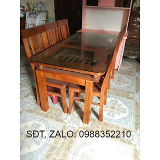 Bộ Bàn Ghế Ăn 2 Tầng gỗ trẹo