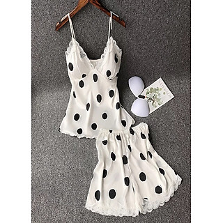 Đồ bộ ngủ hai dây chấm bi